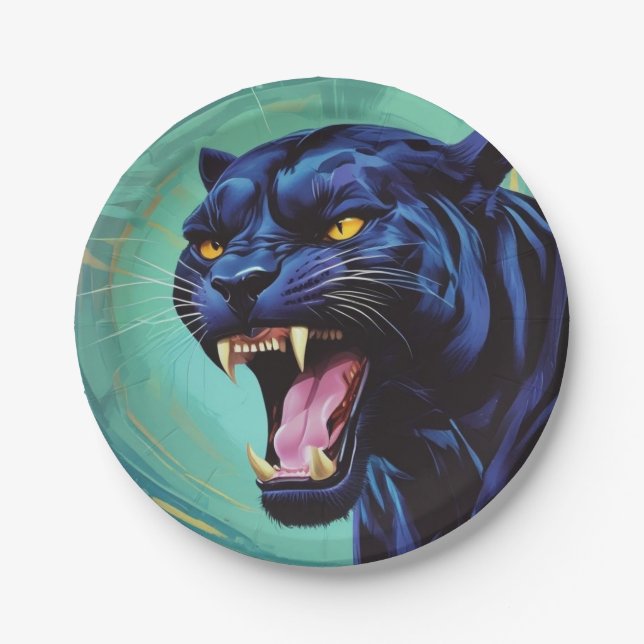 Jaguar - Black Panther  Paper Plates (Front)