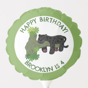 Jaguar black panther personalized cartoon birthday balloon