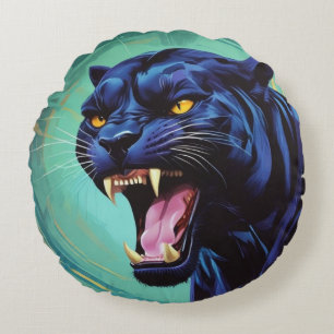 Jaguar - Black Panther Round Pillow