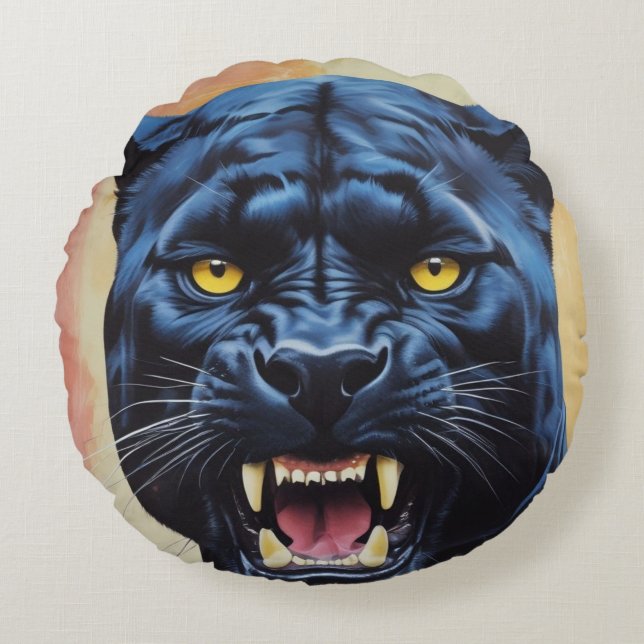 Jaguar - Black Panther  Round Pillow (Front)