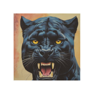 Jaguar - Black Panther Wood Wall Art