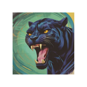 Jaguar - Black Panther Wood Wall Art