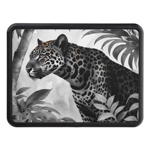 Jaguar Botanical Black and White Sketch Hitch Cover