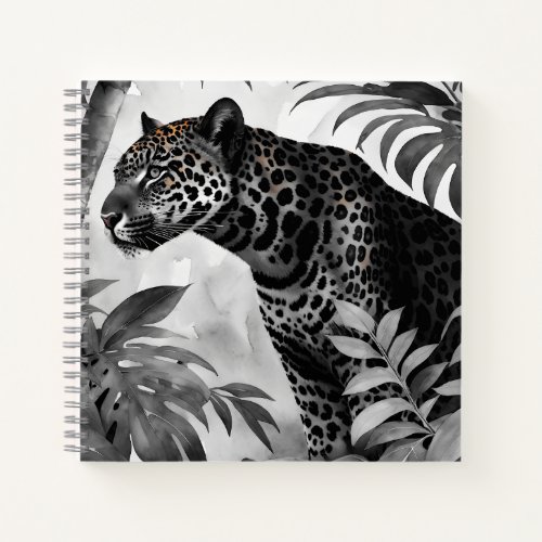 Jaguar Botanical Black and White Sketch Notebook