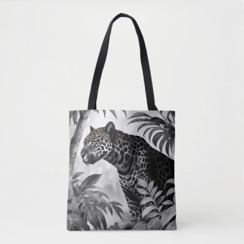 Jaguar Botanical Black and White Tote Bag