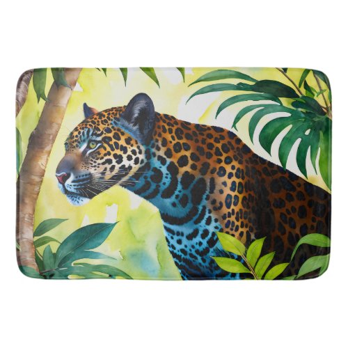 Jaguar Botanical Forest Jungle Bath Mat