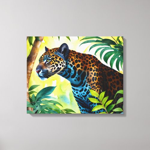 Jaguar Botanical Forest Jungle Canvas Print