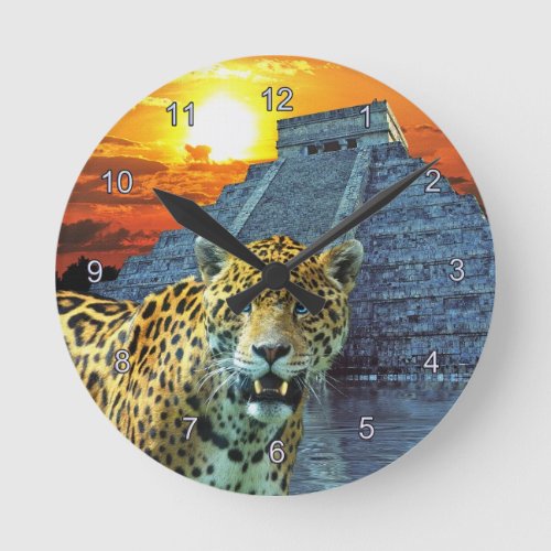 Jaguar  Chichen Itza Temple Wildlife Wall Clock