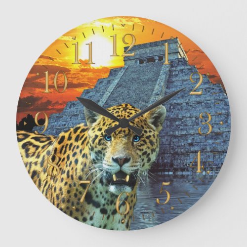 Jaguar  Chichen Itza Temple Wildlife Wall Clock