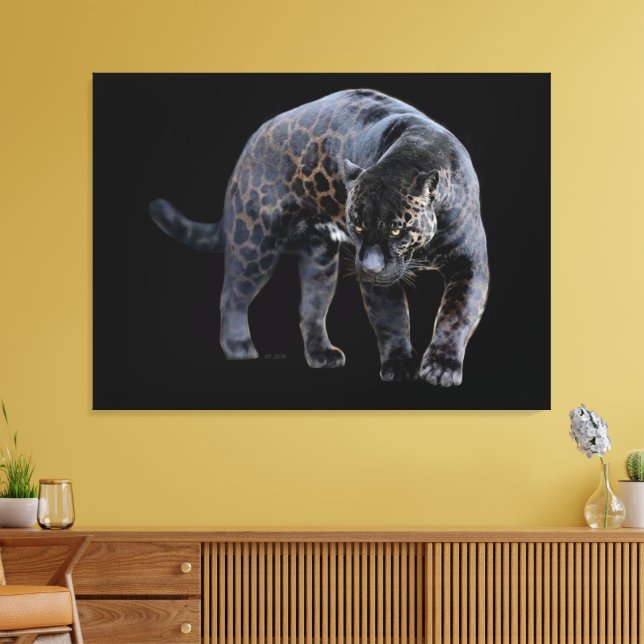 Jaguar Diablo black canvas print (Insitu(LivingRoom))