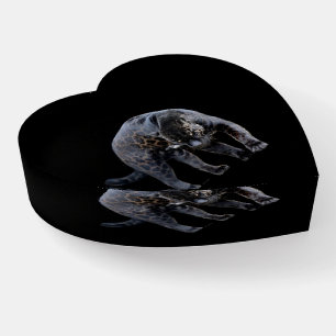 Jaguar Diablo black glass heart paperweight