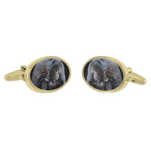 Jaguar Diablo black gold oval cufflinks