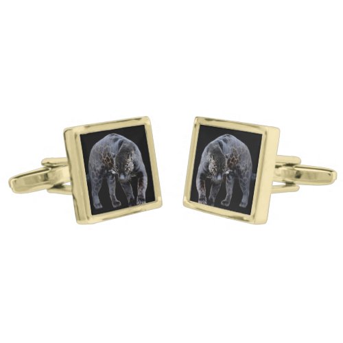 Jaguar Diablo black gold square cufflinks