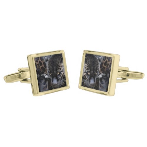 Jaguar Diablo black gold square cufflinks