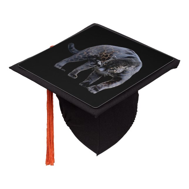 Jaguar Diablo black graduation cap (Angled)