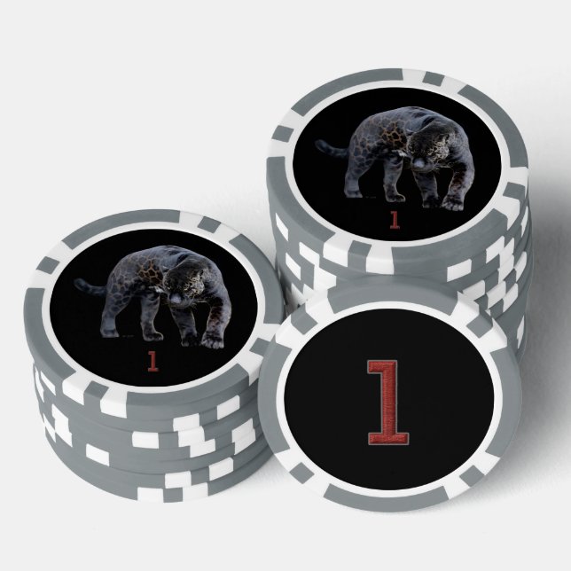 Jaguar Diablo black gray 1 striped poker chip (Stack)