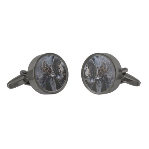 Jaguar Diablo black gunmetal round cufflinks