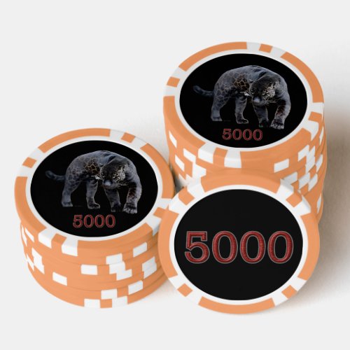 Jaguar Diablo black orange 5000 striped poker chip