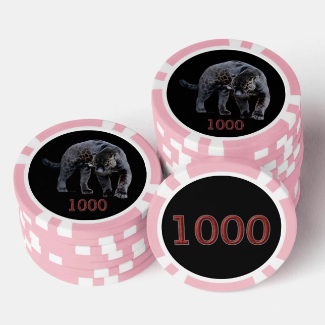 Jaguar Diablo black pink 1000 striped poker chip (Stack)