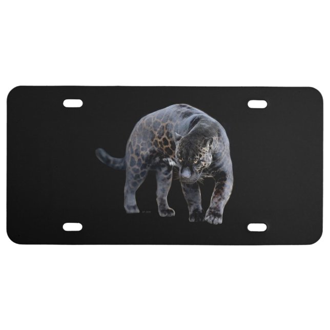 Jaguar Diablo black plastic car license plate (Front)