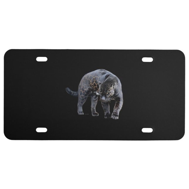 Jaguar Diablo black plastic car license plate sm (Front)