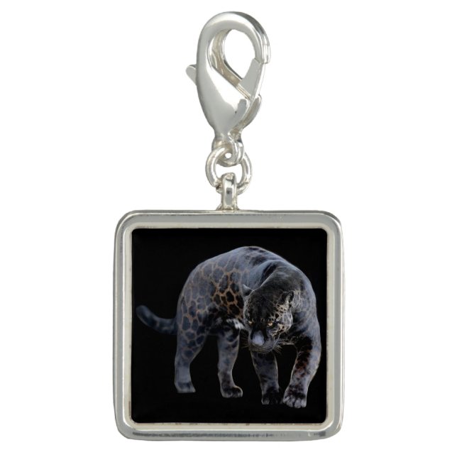 Jaguar Diablo black silver square charm (Front)