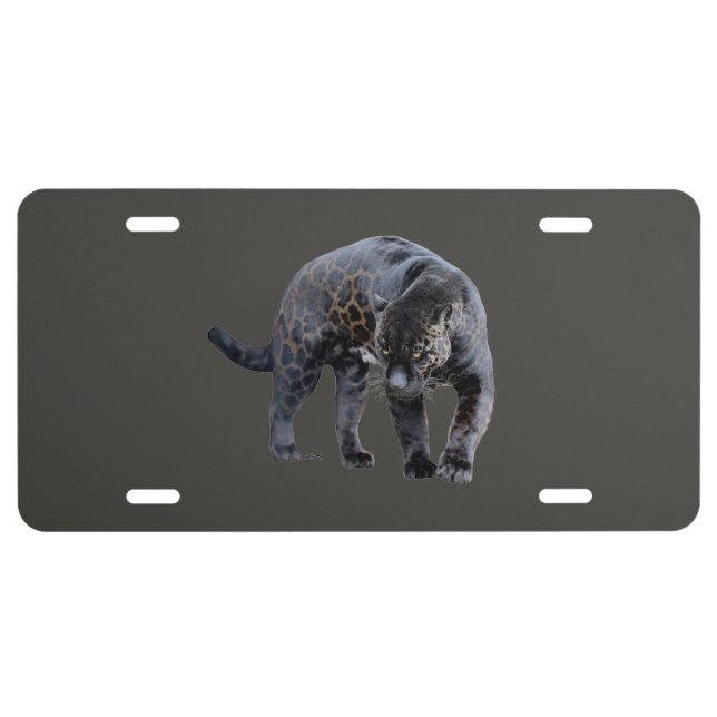 Jaguar Diablo gray aluminum car license plate (Front)