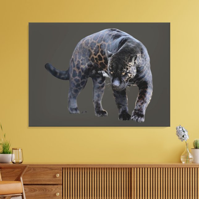 Jaguar Diablo gray canvas print (Insitu(LivingRoom))