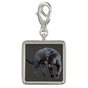 Jaguar Diablo gray silver square charm