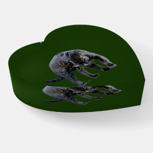 Jaguar Diablo green glass heart paperweight