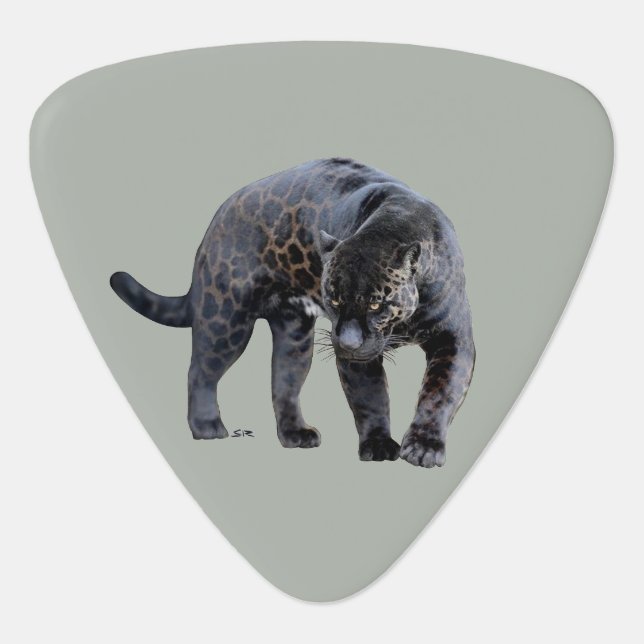 Jaguar Diablo light gray triangle guitar pick (Front)
