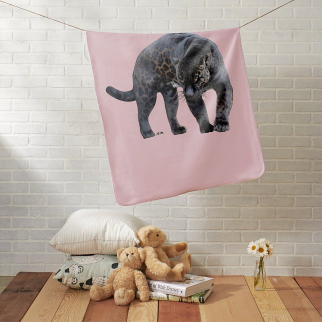 Jaguar Diablo pink baby blanket (In Situ)