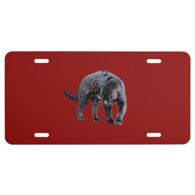 Jaguar Diablo red aluminum car license plate (Front)
