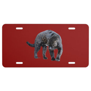 Jaguar Diablo red aluminum car license plate
