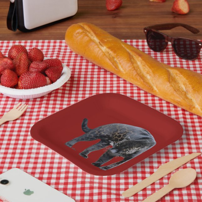 Jaguar Diablo red square paper plates (Picnic)