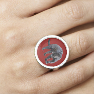 Jaguar Diablo red sterling silver ring