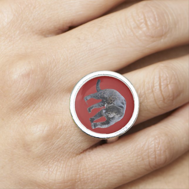 Jaguar Diablo red sterling silver ring (In Situ)