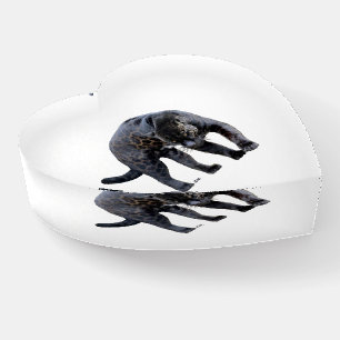 Jaguar Diablo white glass heart paperweight