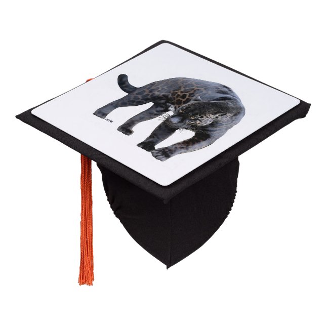 Jaguar Diablo white graduation cap (Angled)
