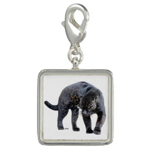 Jaguar Diablo white silver square charm