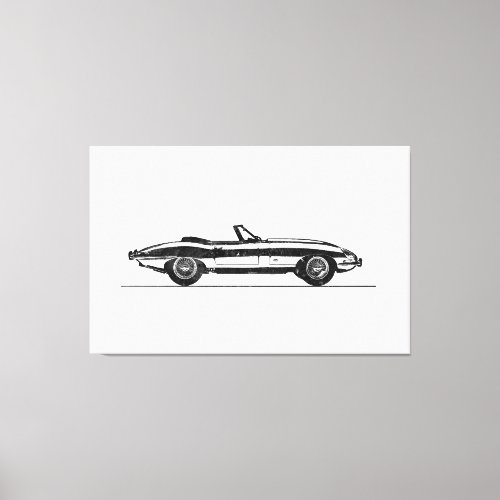 Jaguar E_Type Coupe 1961 Black and White Canvas Print