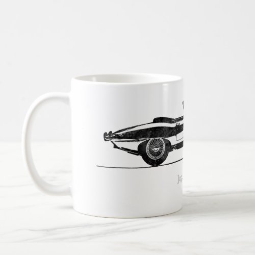 Jaguar E_Type Coupe 1961 Black and White Coffee Mug