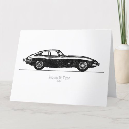Jaguar E_Type Coupe 1961 Black and White Thank You Card