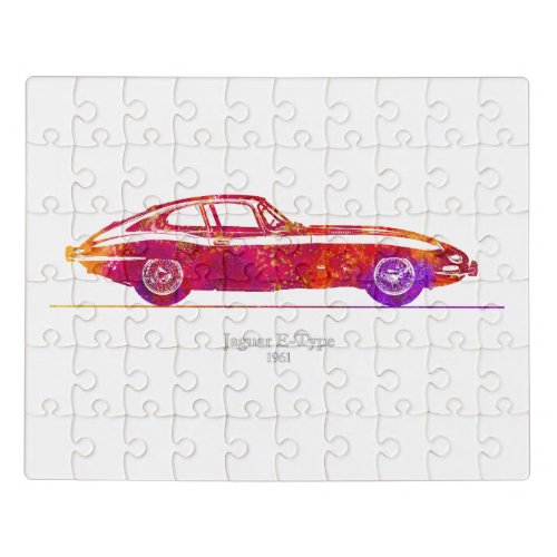 Jaguar E_Type Coupe 1961 Watercolor Jigsaw Puzzle