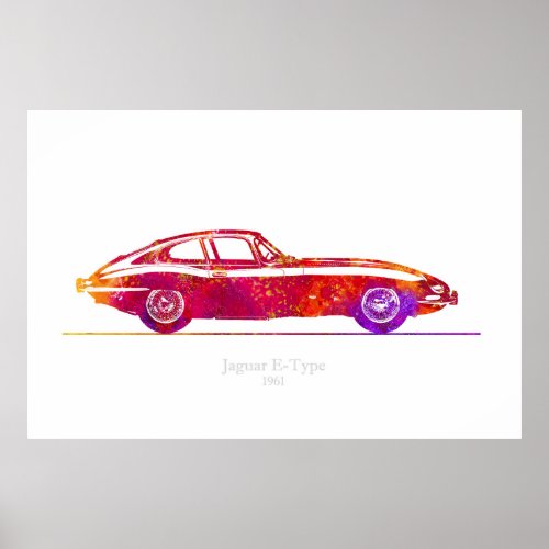 Jaguar E_Type Coupe 1961 Watercolor Poster