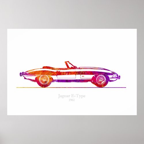 Jaguar E_Type Coupe 1961 Watercolor Poster