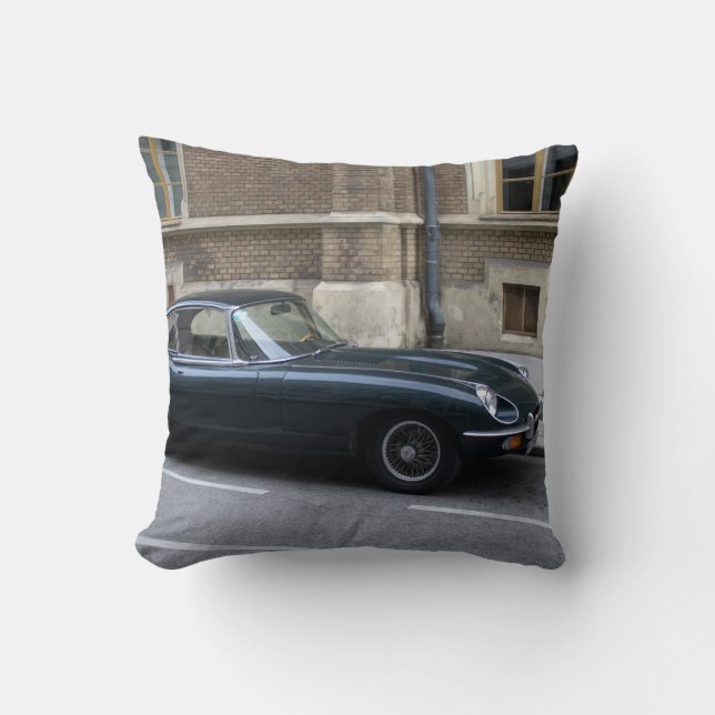 Jaguar E-Type Hardtop Throw Pillow (Front)