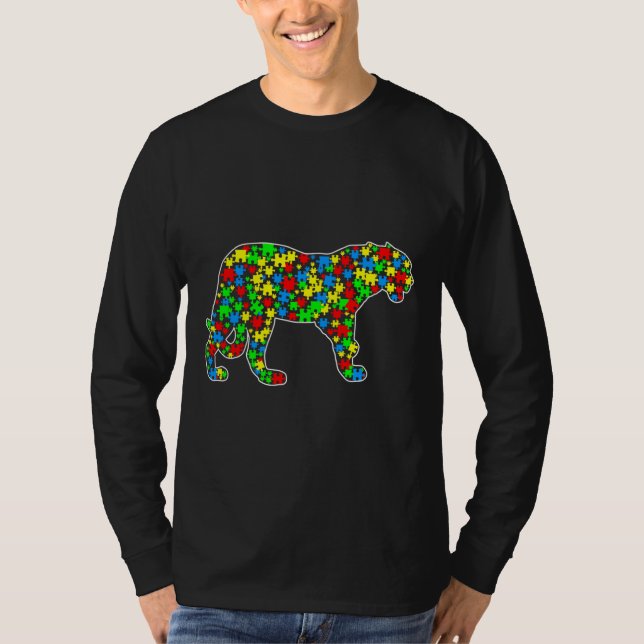 Jaguar Funny Puzzle Animals Autism Awareness T-Shirt (Front)
