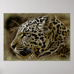 Jaguar Head Big Cat Abstract Poster