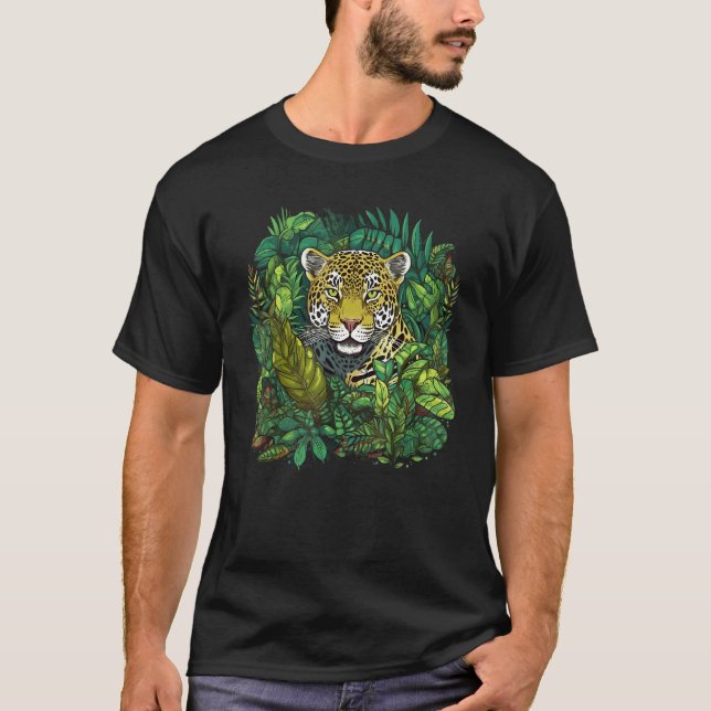 Jaguar In Jungle Big Cat  Print Graphic 1 T-Shirt (Front)